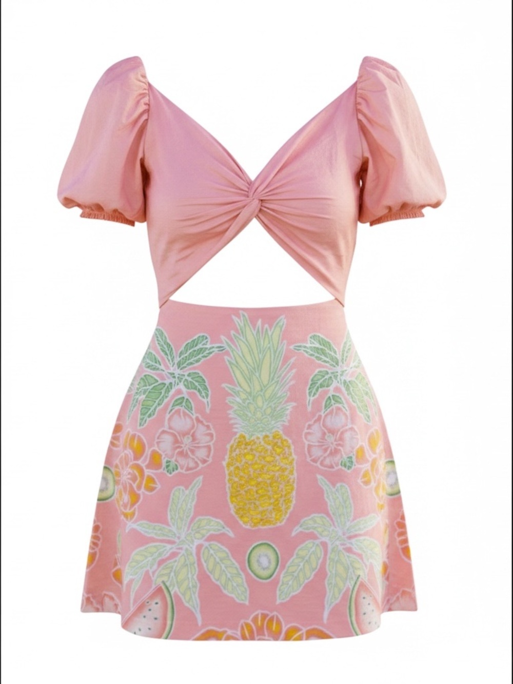 Kenny Flowers Limited Edition Pink Pineapple Cut Out Mini Dress Size M